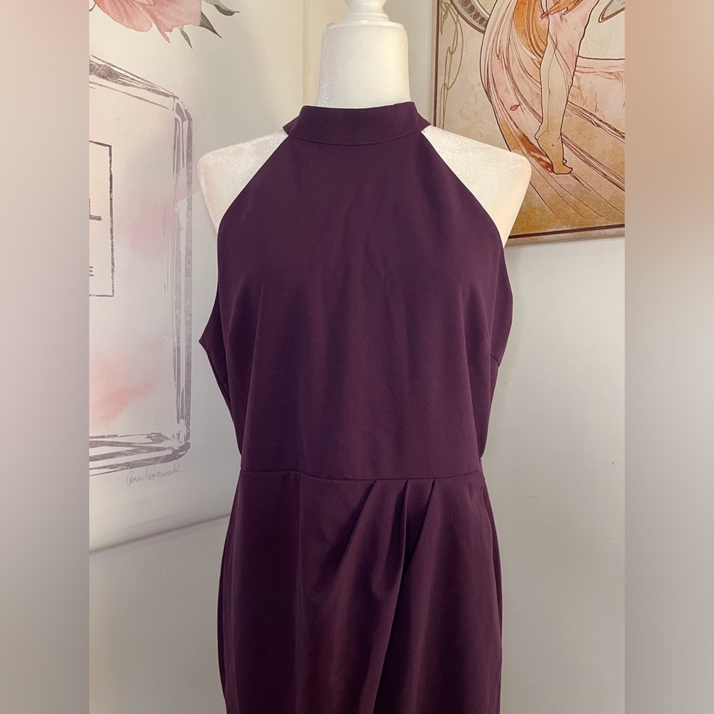 Sleeveless Halter Dress Knee Length Formal Size XL Purple - Picture 5 of 16
